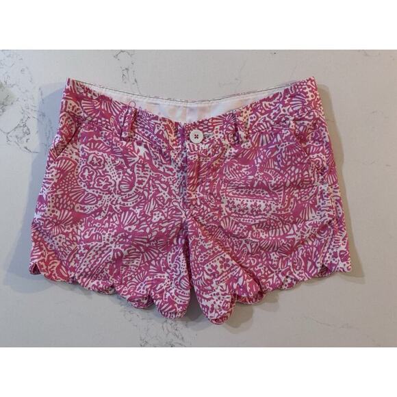 Lilly Pulitzer Shorts Womens Buttercup Pink/White Textured 5" inseam Size 0 - Picture 1 of 5